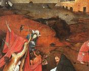 希罗尼穆斯波希 - 圣安东尼在冥想, 圣安东尼的诱惑三联画内左翼